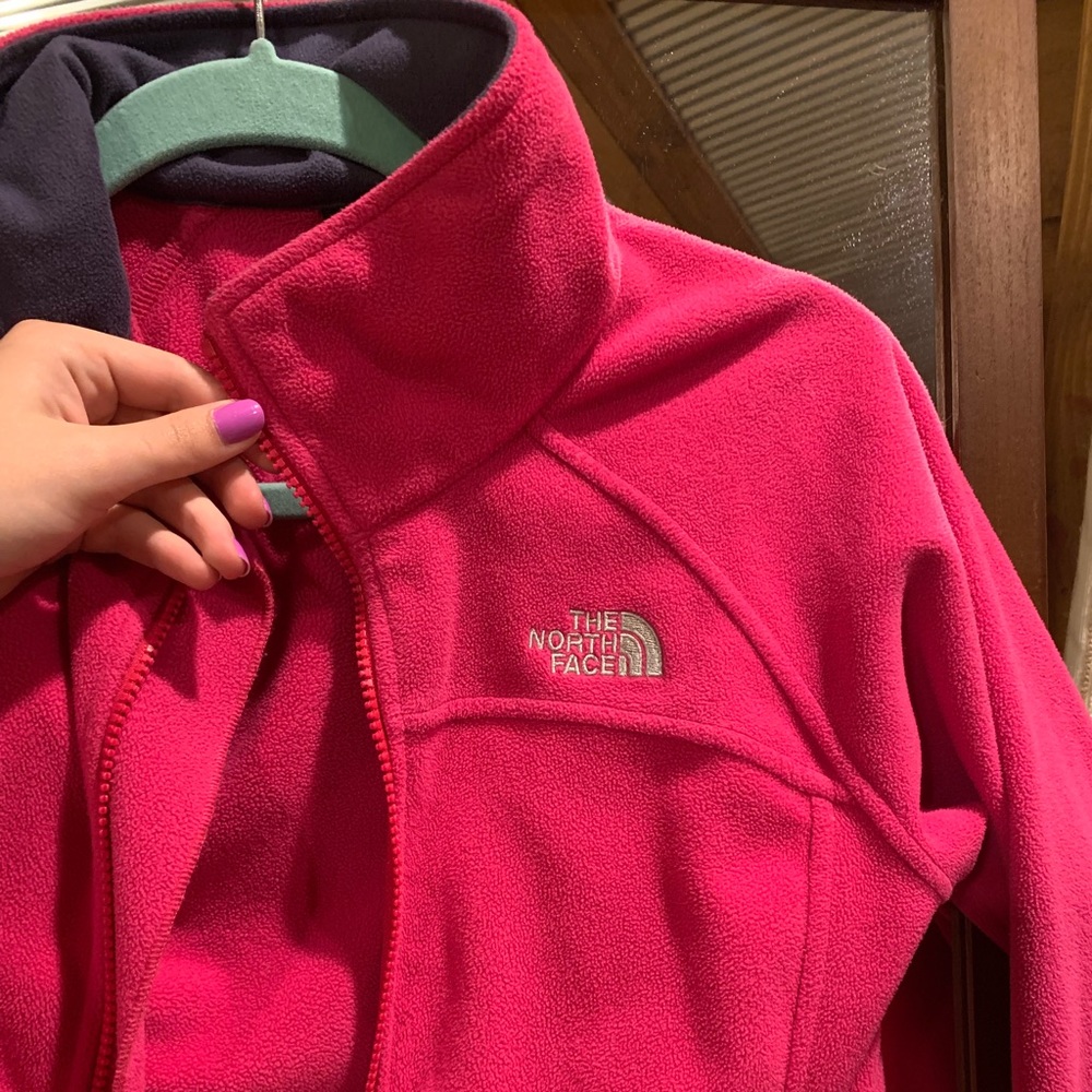 Pink fleece north face jacket!